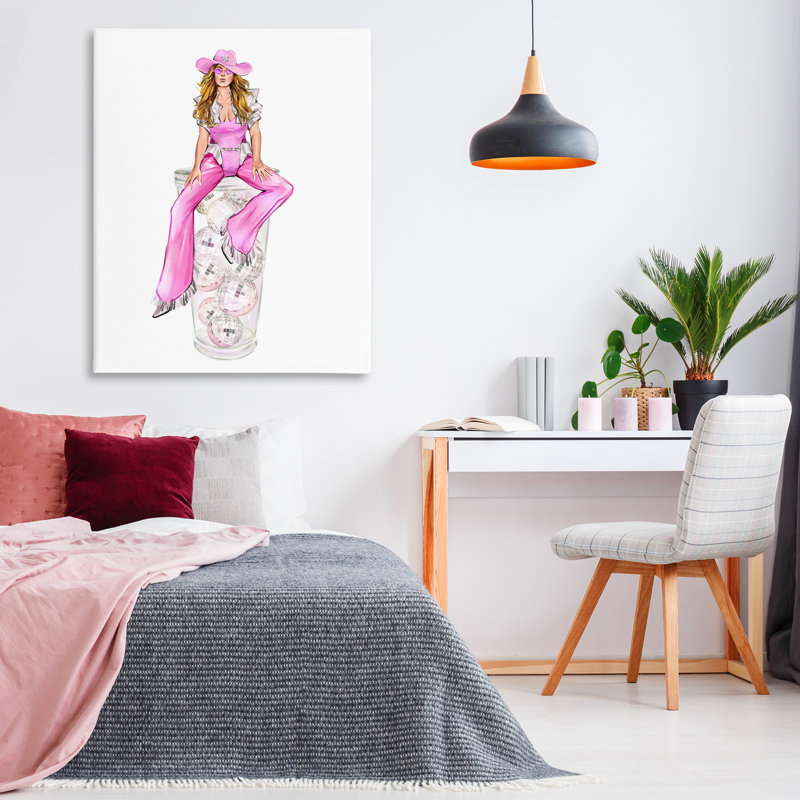 Cowboy rose et toile de boules disco, design par Ziwei Li, H 48 po x l 36 po