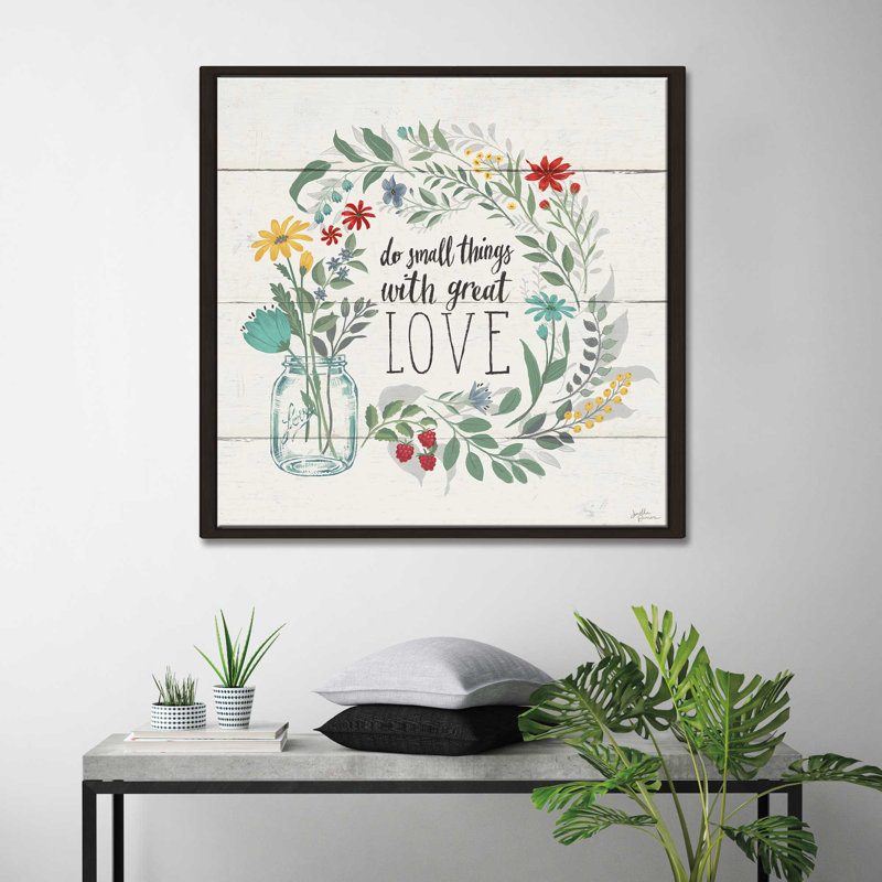 Floraison réflexions iv-impression d’art textuel, H 31,5 po x l 31,5 po x P 2 po, Cadre flottant espresso