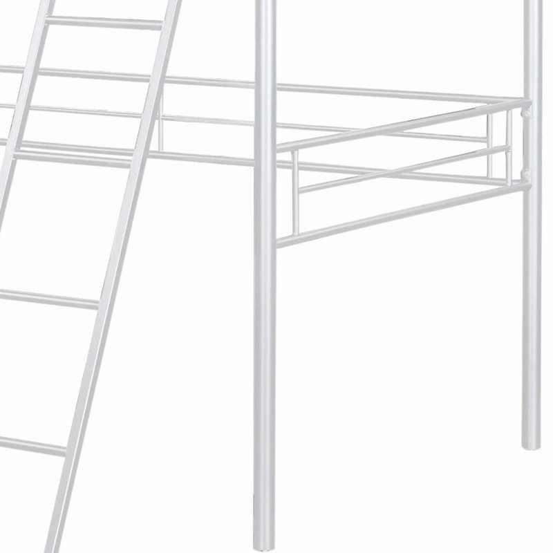 Lit mezzanine en métal de style contemporain avec échelle, Blanc