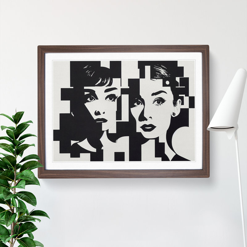 Abstract Women - Framed Print, 46cm H x 64cm W x 2cm D, Walnut