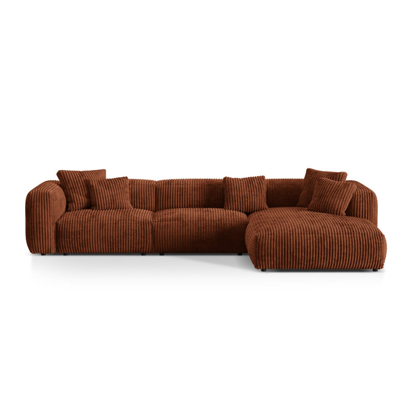 Betsayda 3 Seater Corduroy Corner Sofa , Brick