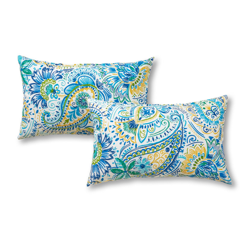 Coussin lombaire à rayures intérieur/extérieur Henrich, Baltique, Ensemble de 2