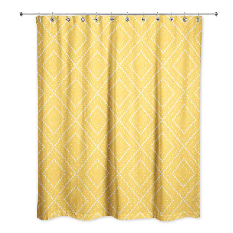 Tremblay Geometric Shower Curtain, Yellow/White