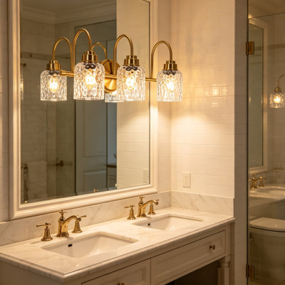 Appliques murales pour salle de bain cylindrique en verre 3 lumières l 19,69 po