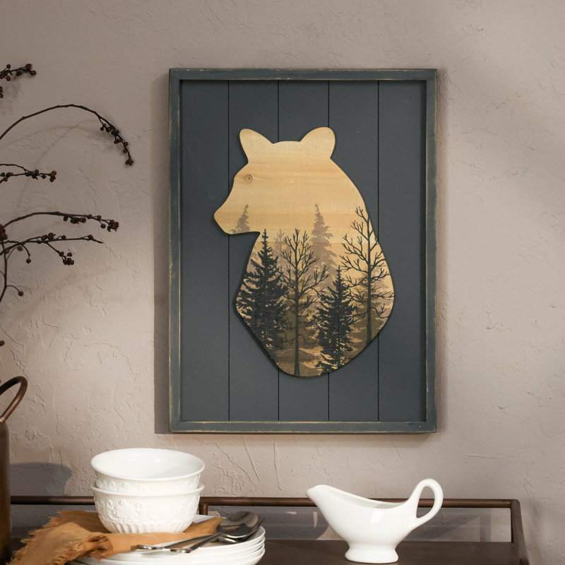 Décoration murale en bois fait à la main avec grizzly rustique