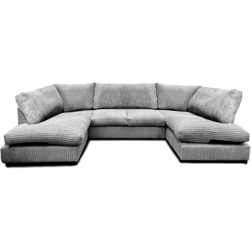 7 Seater Corduroy Corner Sofa, Grey