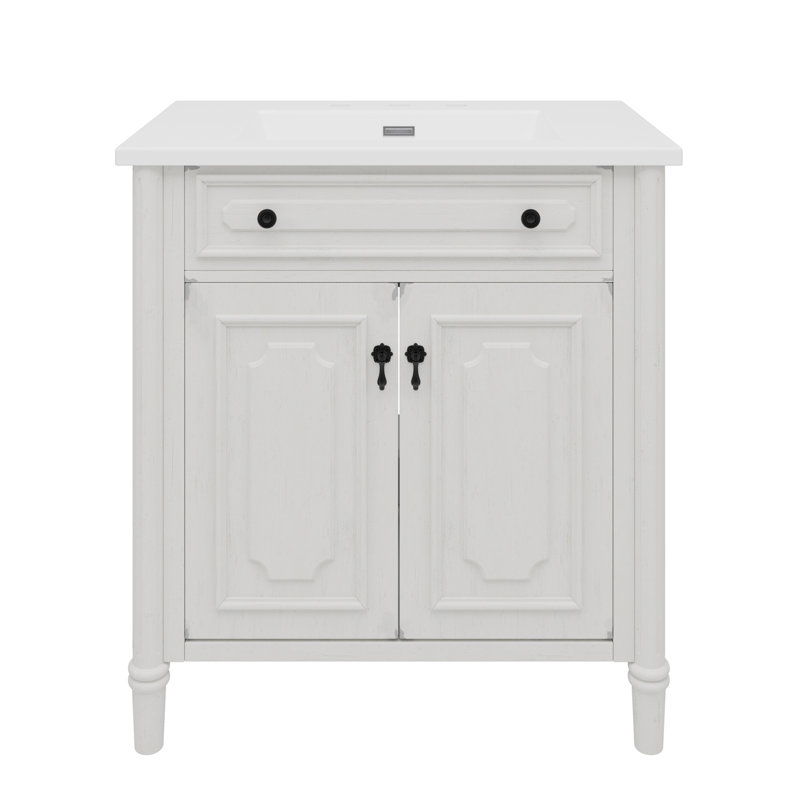 Meuble-lavabo 31 po avec lavabo, Blanc ancien