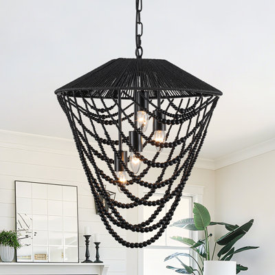 Lustre en bois à 4 lumières à intensité variable