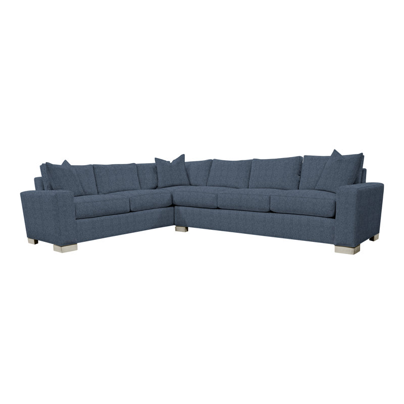 Canapé modulaire 2 pièces American Bungalow Claremont, Mélange de lin bleu Navada, Wrenn