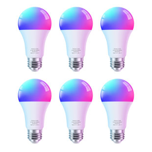 Ampoule à DEL intelligente Wi-Fi et Bluetooth RVBTW compatible avec Alexa / Google (Ensemble de 6)