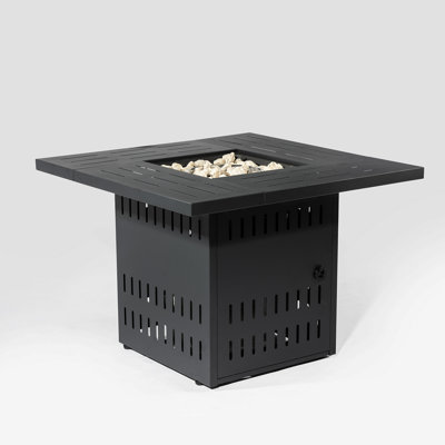 34" Propane Gas Fire Pit Table, 50000 BTU Rectangular Steel Fire Pit For Outside Patio Deck Garden Courtyard- Black