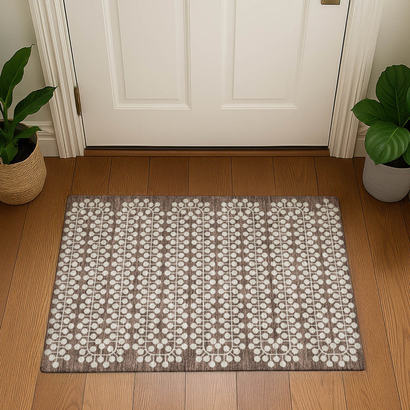 Premium Machine Washable Mayfield AMF2247 Geometric Rug, 1'8" x 2'6", Brown
