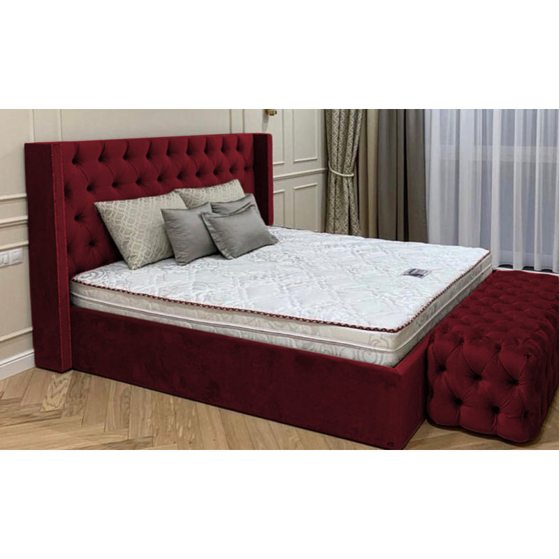 Upholstered Ottoman Storage Bed, Red, Super King (6')