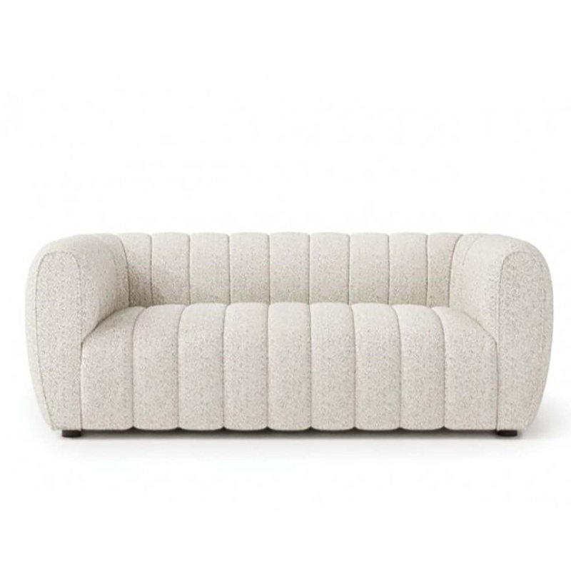 Canapé rembourré Javette, Bouclé blanc cassé, H 31,5 po x l 63 po x P 34,5 po
