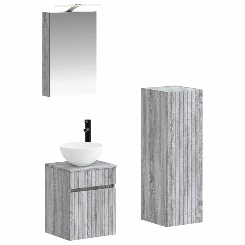 Vanity & Mirror Set, Grey