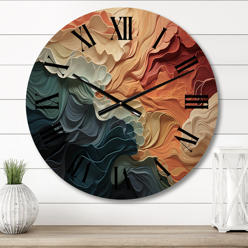 Biomorphism Organic Forms V - Horloge murale moderne surdimensionnée en bois, Petit