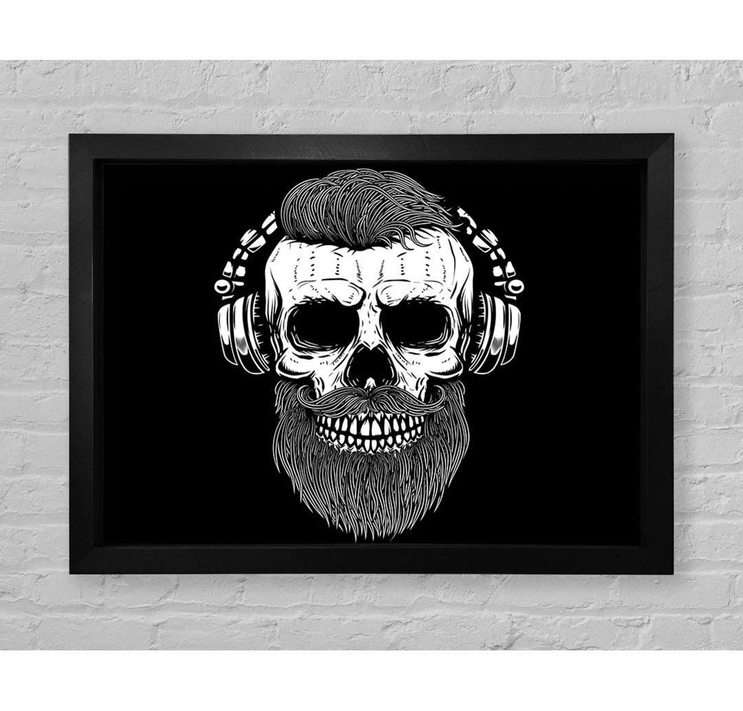 Dj Kopfhörer Skull Beard Gerahmter Druck