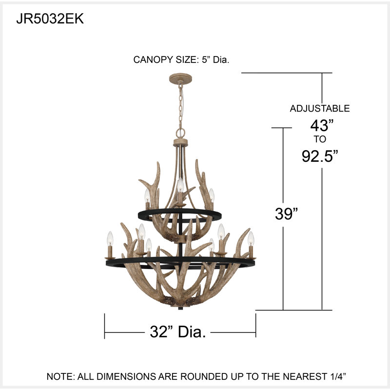 9 - Light Steel Dimmable Tiered Chandelier