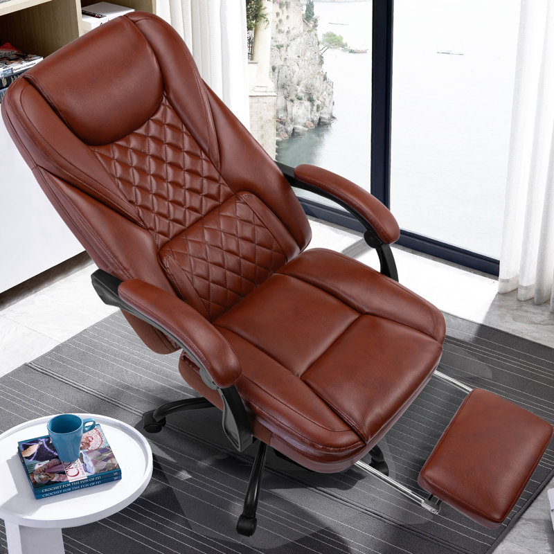 Azteca Ergonomic Executive Chair with Footrest, Vintage Brown