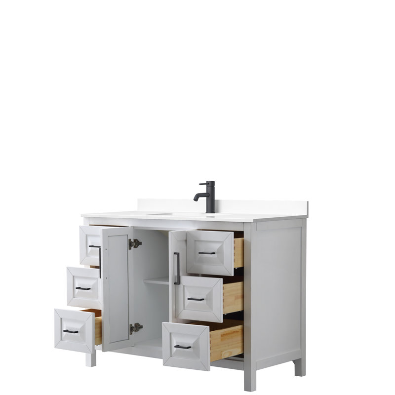 Daria 60" Single Bathroom Vanity Set, White, Matte Black, 48"