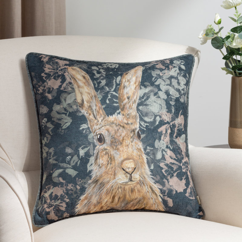 Avebury Hare Abstract Navy Square Cushion
