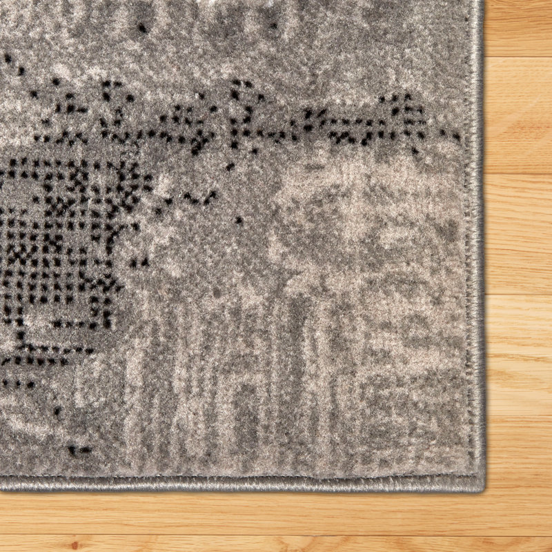 Tapis abstrait gris Brolin, Rectangle 5 pi 3 po x 7 pi 2 po