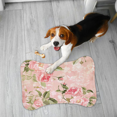 Blush Vintage Florals - 1 Piece Bone Shape Feeding Mat