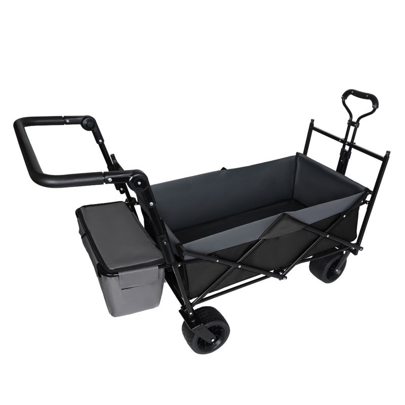 Chariot pliable robuste avec auvent et poignée-poussoir - Chariot tout-terrain pliable d'une capacité de 480 lb pour le camping, la plage et le jardin