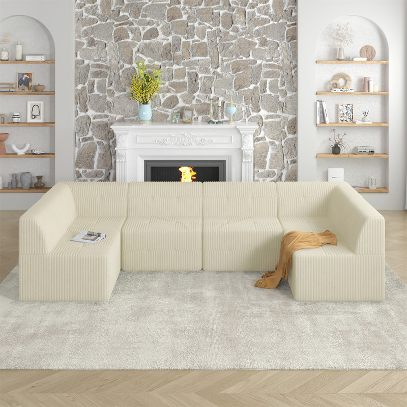 Canapé modulaire en U, Tissu beige