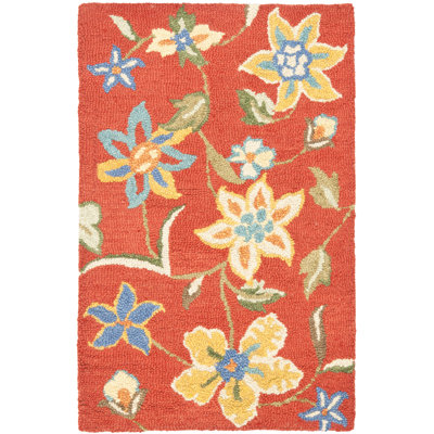 Emrick Hand Hooked Wool Floral Rug