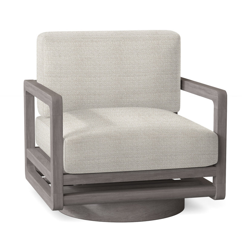 Tanah Teak Swivel Patio Chair with Cushions, Beige Linen 6025-012