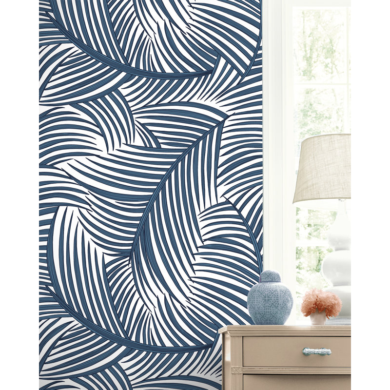 Bobb Peel & Stick Floral Roll, Riviera Blue, 396" L x 20.9" W