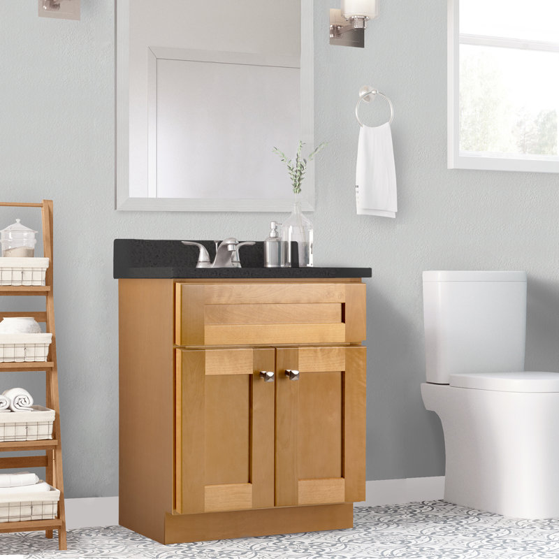 Meuble-lavabo de 24 po Brookings, en bois massif, entièrement assemblé, gris Sherwin Williams® - Design House, 215517, Tanné