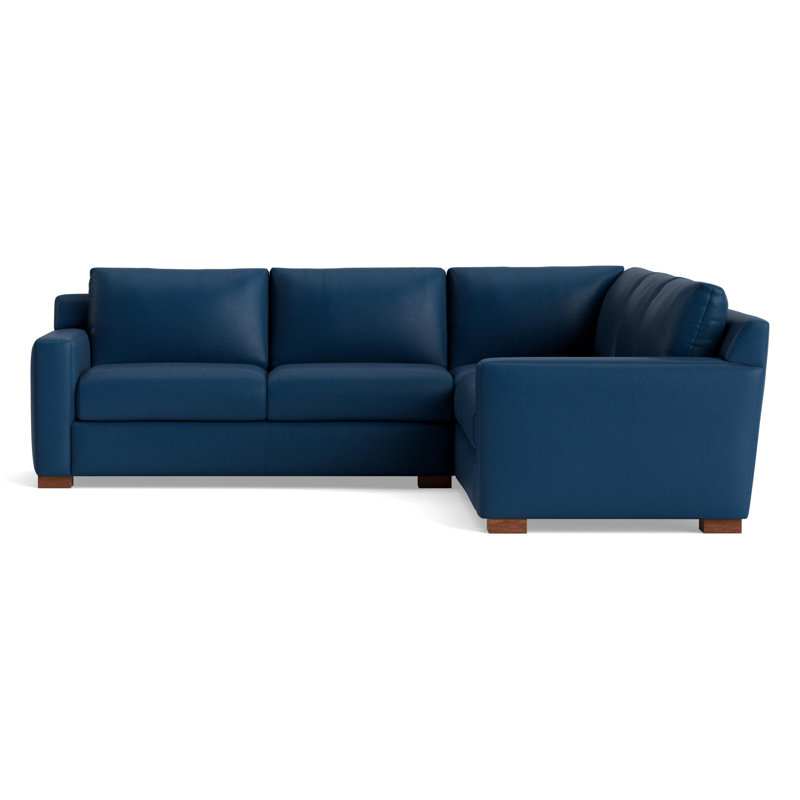 Catalina Leather Sectional, Right Hand Facing, Leather - Deep Blue
