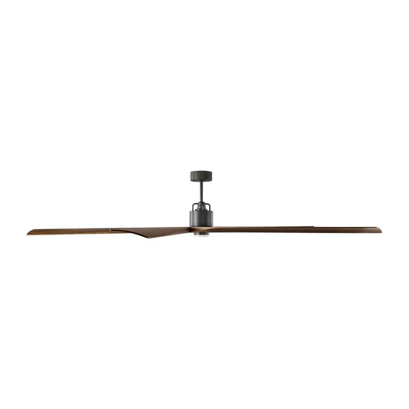 Visual Comfort Fan Aspen 84 Indoor Ceiling Fan with Threaded Downrod, Midnight Black blades and Handheld Remote, Dark Walnut