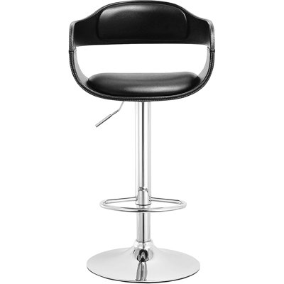 Adjustable Black With 360° Rotation, Padded Seat, Oval Shape, And Hydraulic Lifting Function For Artsy Dining Swivel 33 - 42 Inches Height Adjustment, Spindle Back, Pu Leather