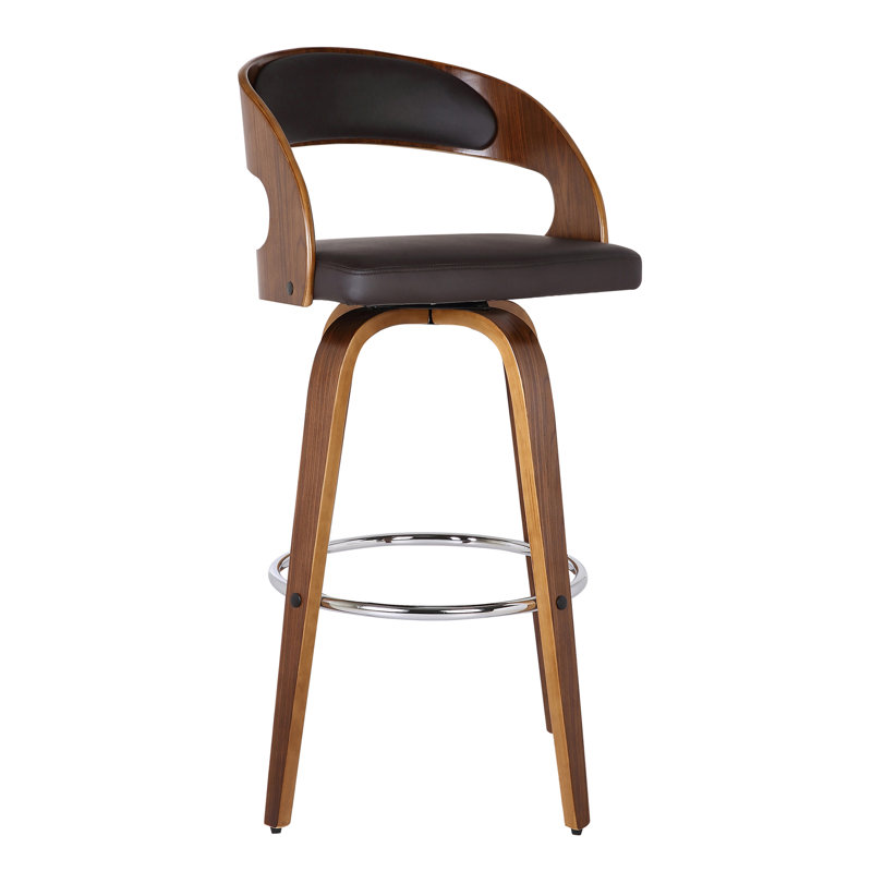 Pensacola Mid-century Swivel Counter Height Bar Stool, Bar Stool (30" Seat Height), Walnut, Brown