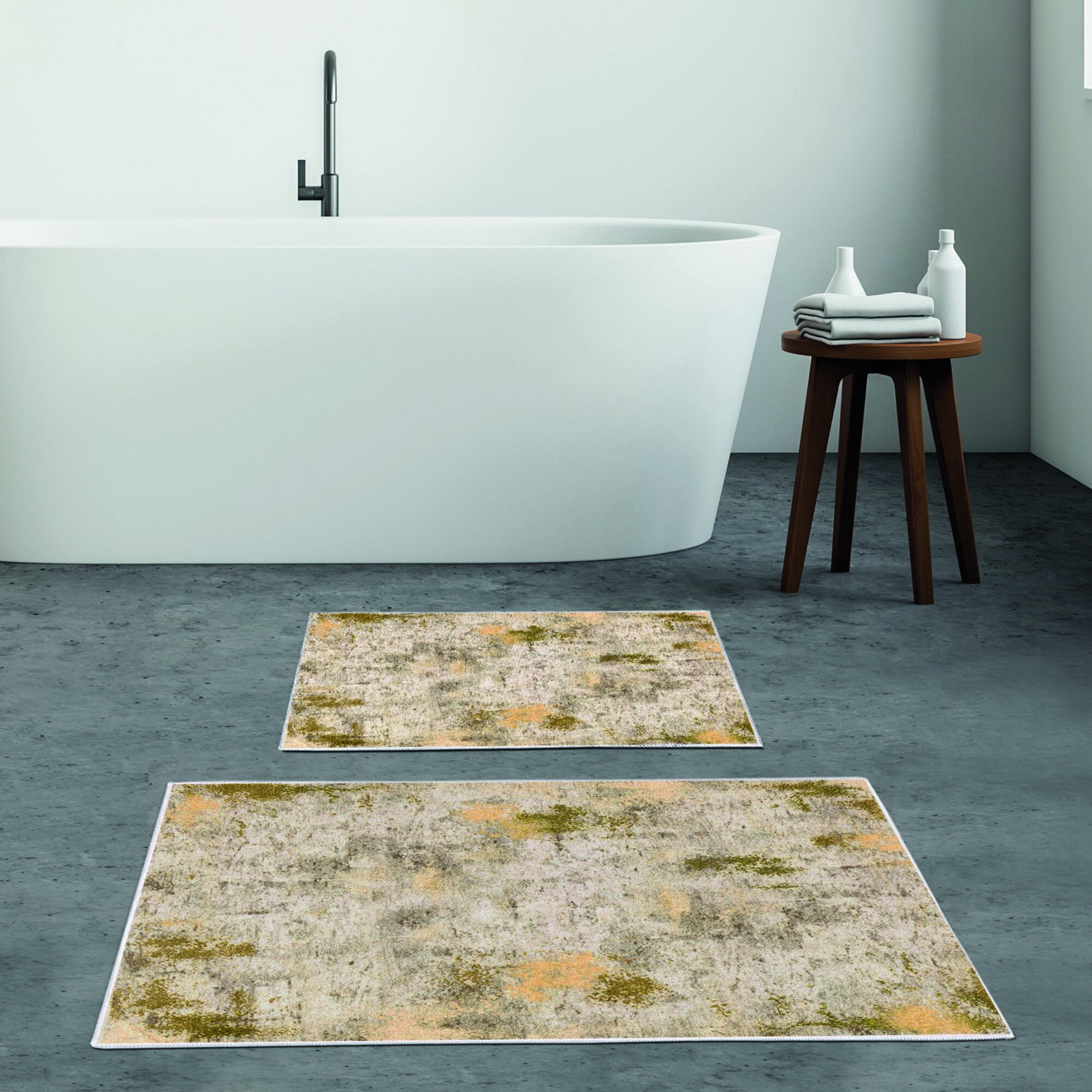 Davenport 2pieces Grey Bath Rug Set (21 Cinnamoroll rug Long rug