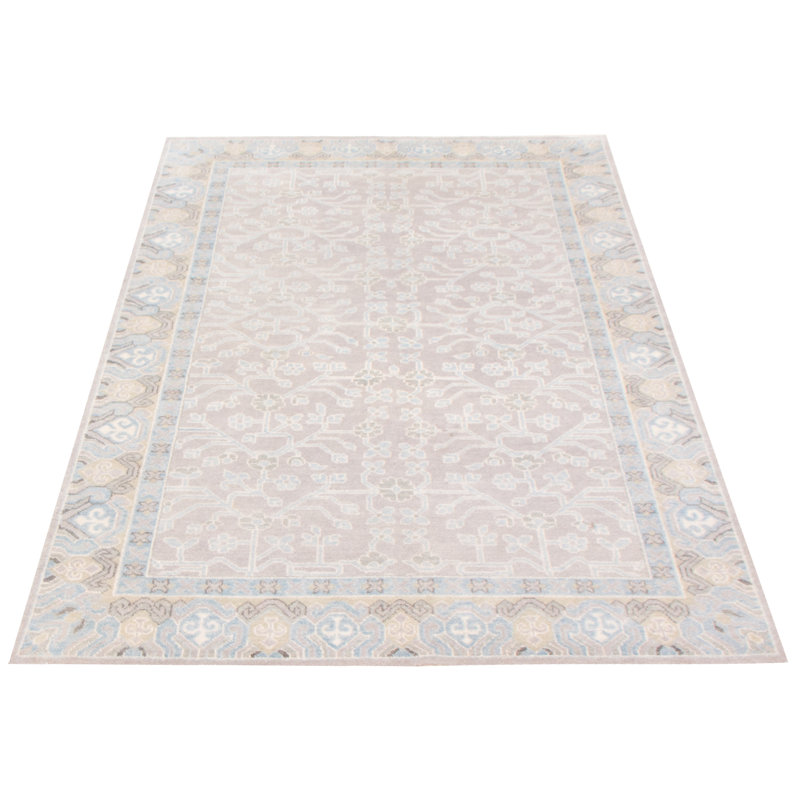 Tapis oriental gris en laine noué à la main 5 pi 5 po x 8 pi 5 po Oriental