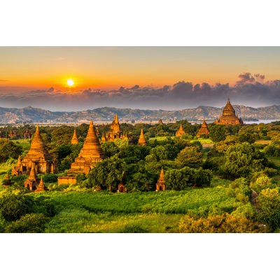 Ancient Temple In Bagan After Sunset by AvigatorPhotographer - Wrapped Canvas Print