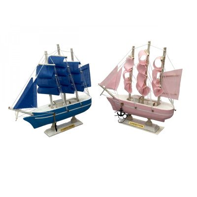 Set Of 2 Assorted Colors Conception Masted Sails Ship Decorations