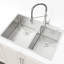 Évier de cuisine en acier inoxydable de 33 po x 19 po sur comptoir, double cuve, avec installation élégante et pratique sur comptoir brossé pour plus de commodité