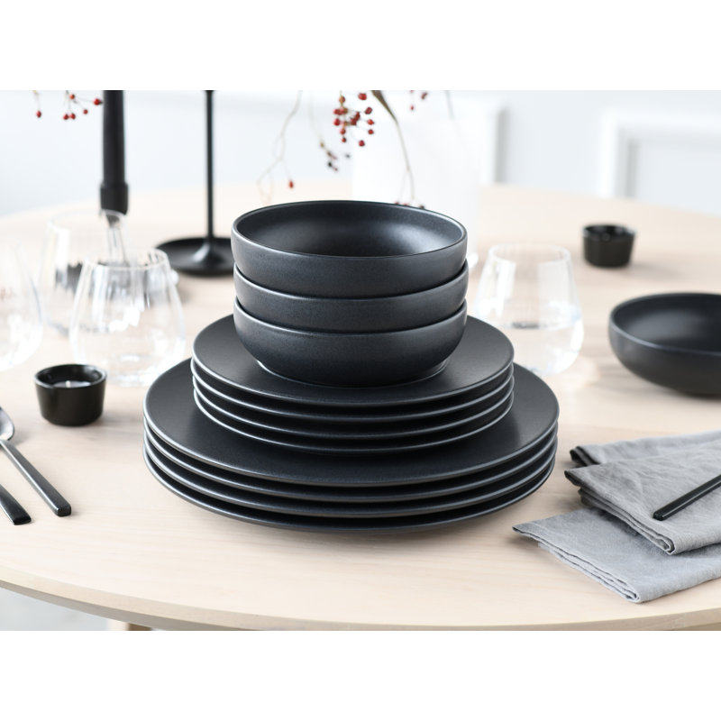 Unico black Stoneware Dinnerware Set Piece