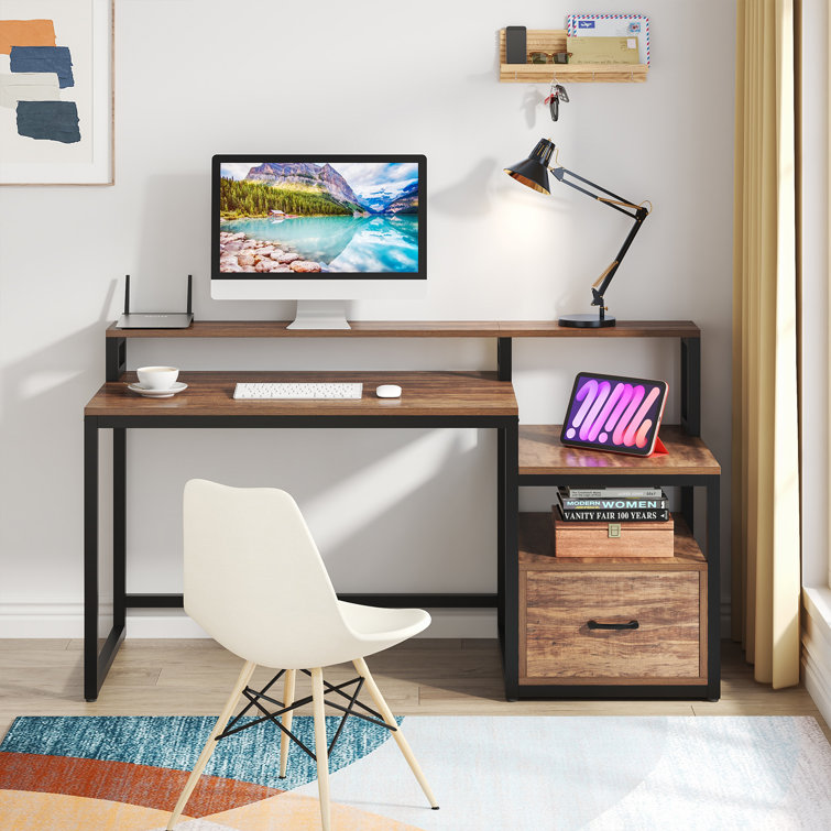 Tribesigns 60 inch Computer Desk with Storage Shelves and File