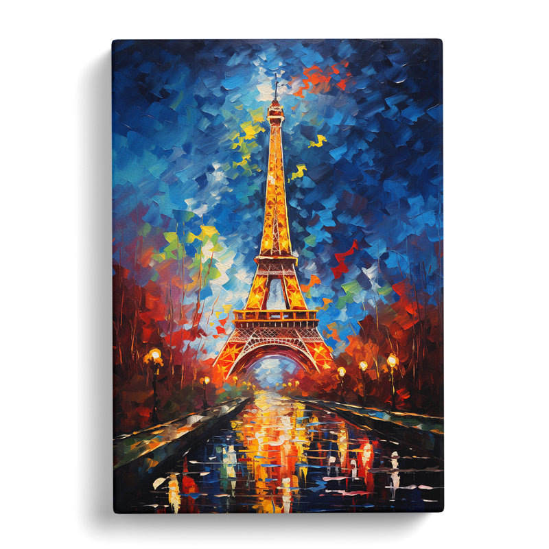 Eiffel Tower Action Painting - Wrapped Canvas, 76cm H x 50cm W x 3cm D