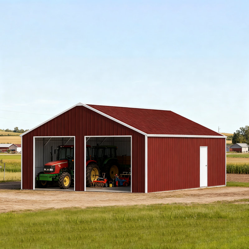 Spacieuse grange de garage en métal, remise en acier renforcé pour le rangement à la maison