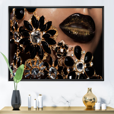 " Female Lips With Golden Jewelry "