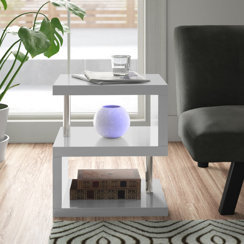 Algrange Floor Shelf End Table, Grey