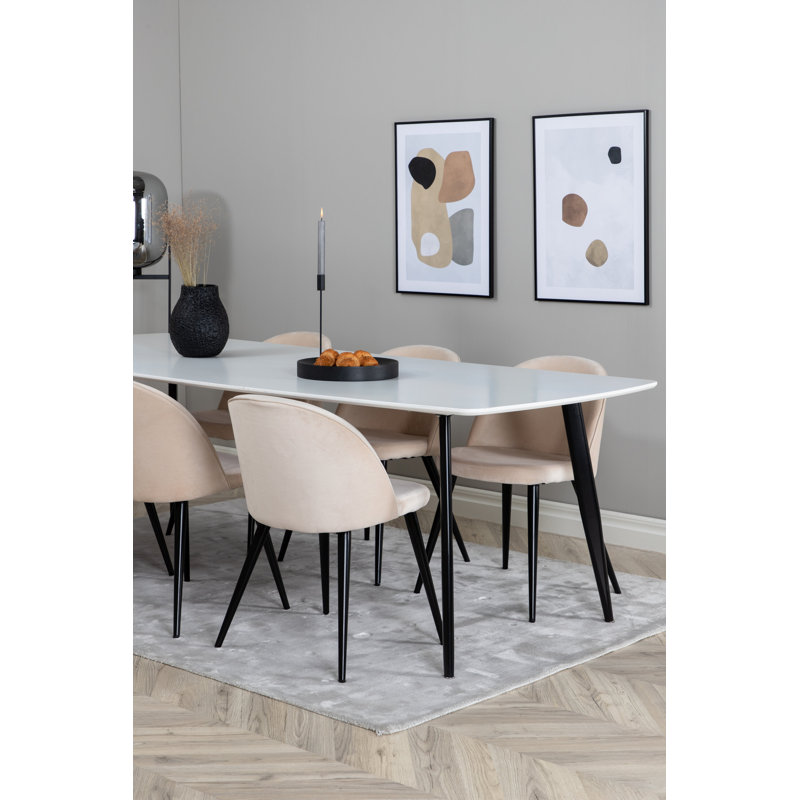 Ajeataz 6 - Person Dining Set, Beige, Beige, Grey