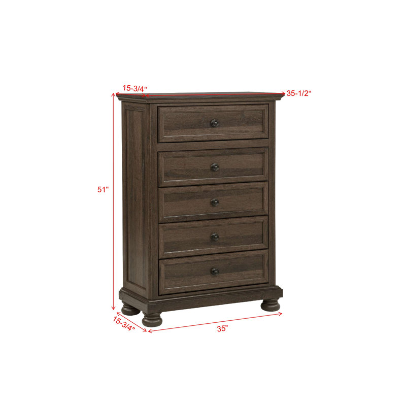 Ensemble de chambre à coucher moderne avec lit plateforme et rangement brun, 6 pièces, Grand lit